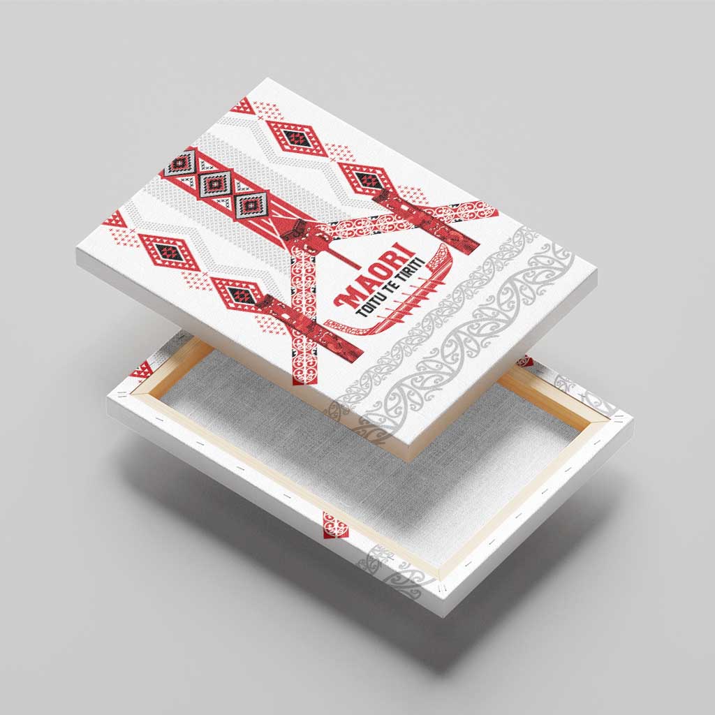 Toitu Te Tiriti Waitangi Canvas Wall Art White Wharenui House LT9 - Polynesian Pride