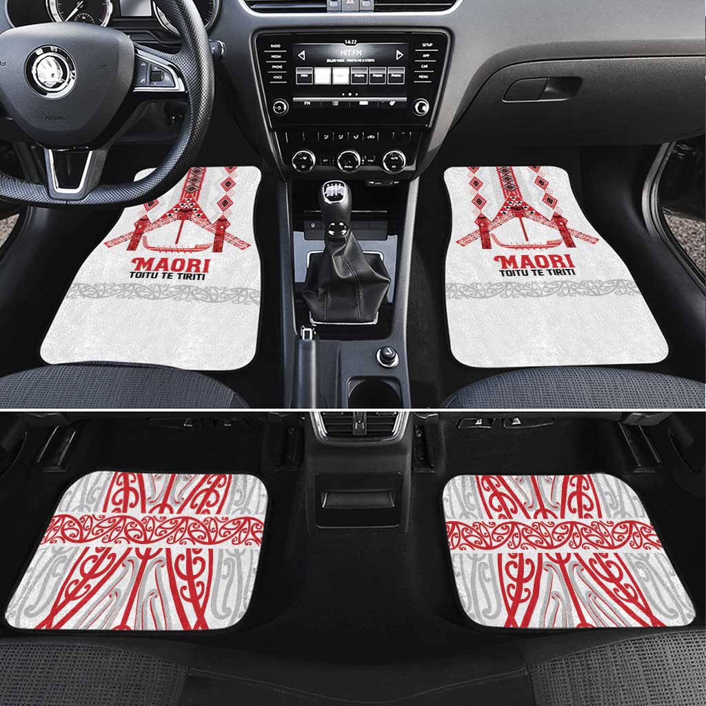 Toitu Te Tiriti Waitangi Car Mats White Wharenui House - Polynesian Pride