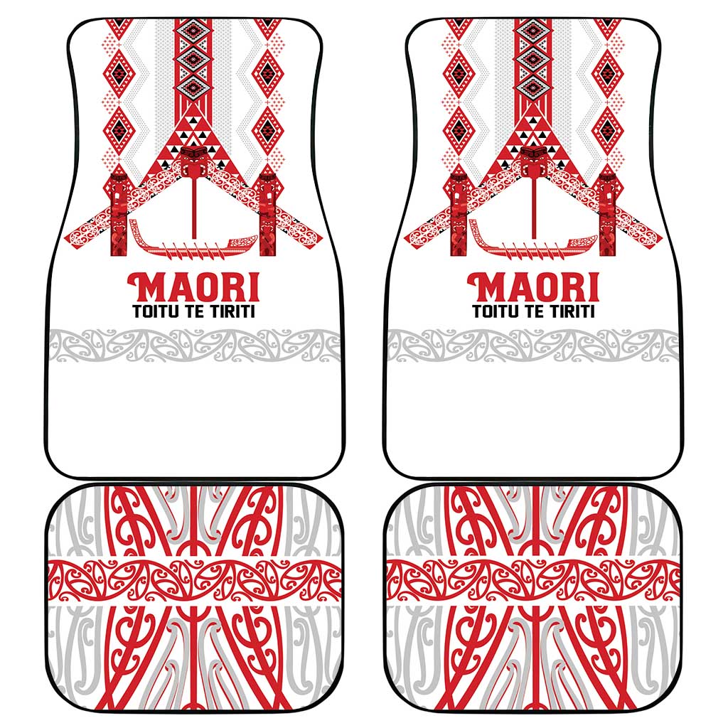 Toitu Te Tiriti Waitangi Car Mats White Wharenui House - Polynesian Pride