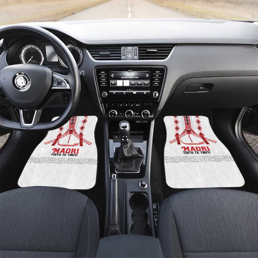 Toitu Te Tiriti Waitangi Car Mats White Wharenui House - Polynesian Pride