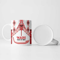 Toitu Te Tiriti Waitangi Ceramic Mug White Wharenui House LT9 - Polynesian Pride