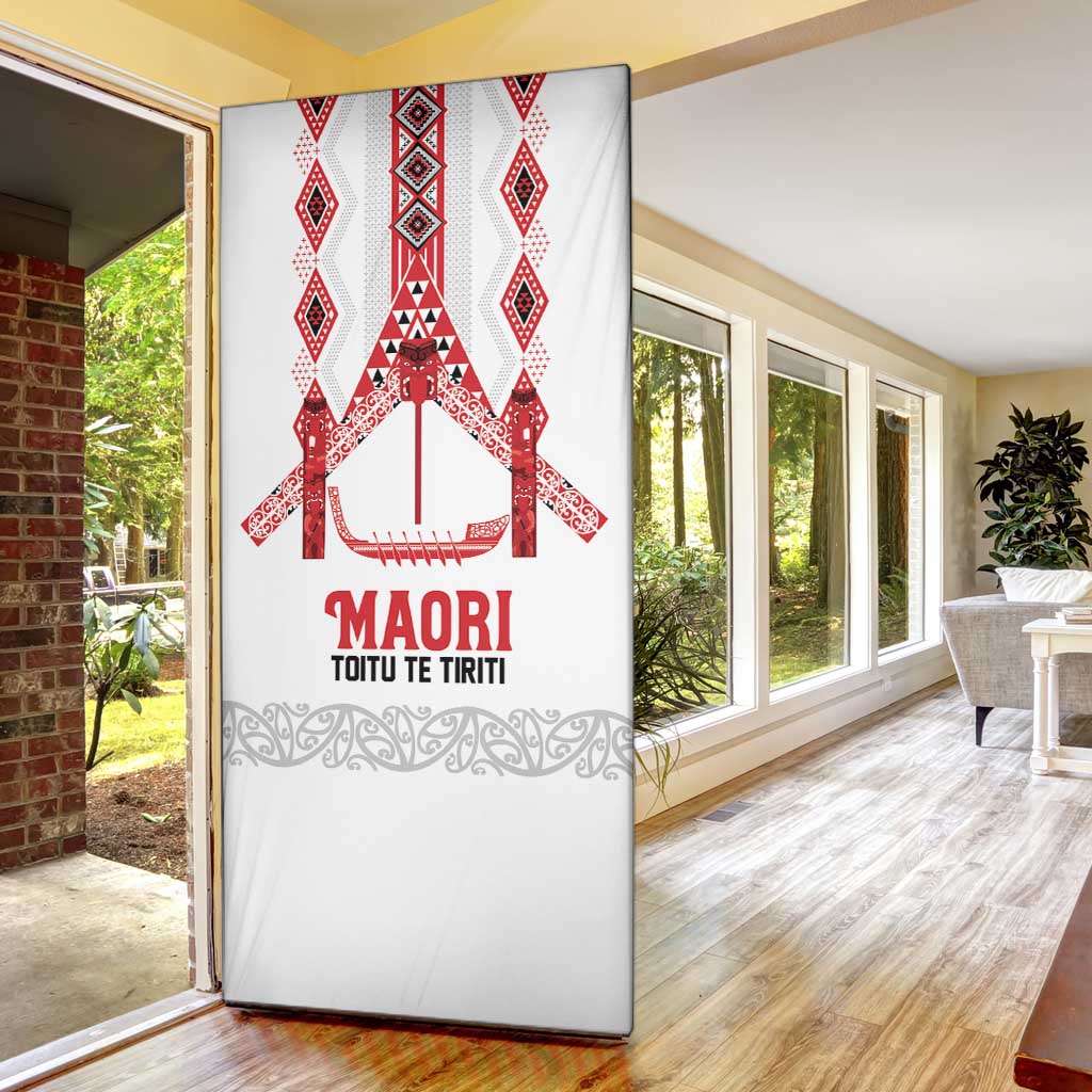 Toitu Te Tiriti Waitangi Door Cover White Wharenui House - Polynesian Pride
