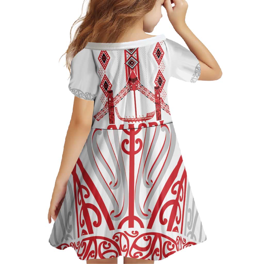 Toitu Te Tiriti Waitangi Family Matching Long Sleeve Bodycon Dress and Hawaiian Shirt White Wharenui House - Polynesian Pride