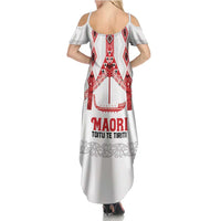 Toitu Te Tiriti Waitangi Family Matching Summer Maxi Dress and Hawaiian Shirt White Wharenui House - Polynesian Pride