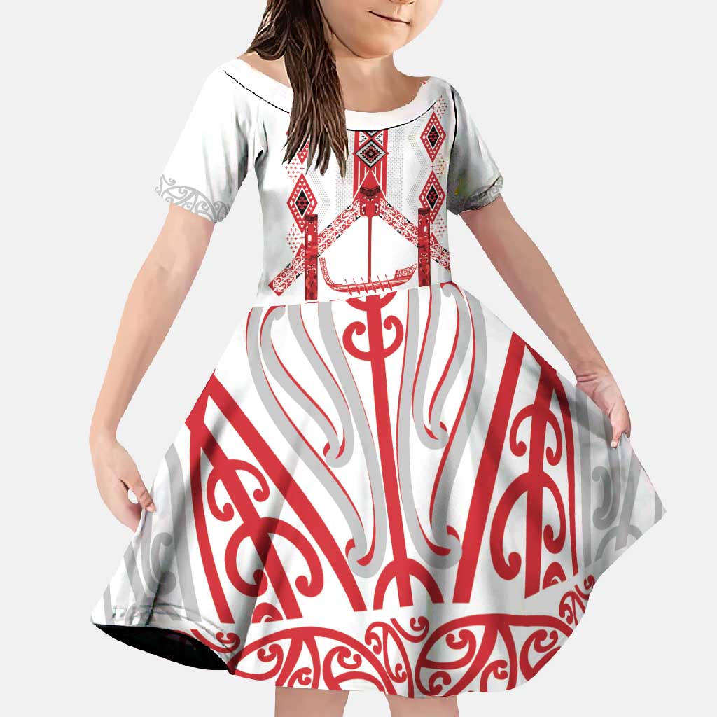 Toitu Te Tiriti Waitangi Family Matching Tank Maxi Dress and Hawaiian Shirt White Wharenui House - Polynesian Pride