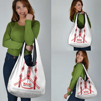 Toitu Te Tiriti Waitangi Grocery Bag White Wharenui House - Polynesian Pride