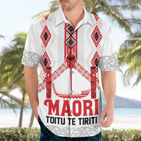 Toitu Te Tiriti Waitangi Hawaiian Shirt White Wharenui House - Polynesian Pride