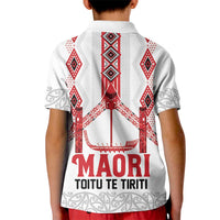 Toitu Te Tiriti Waitangi Kid Polo Shirt White Wharenui House LT9 - Polynesian Pride