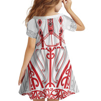 Toitu Te Tiriti Waitangi Kid Short Sleeve Dress White Wharenui House LT9 - Polynesian Pride