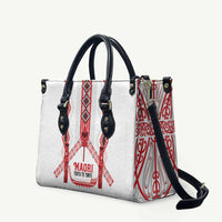 Toitu Te Tiriti Waitangi Leather Bag White Wharenui House - Polynesian Pride