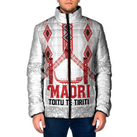 Toitu Te Tiriti Waitangi Padded Jacket White Wharenui House - Polynesian Pride