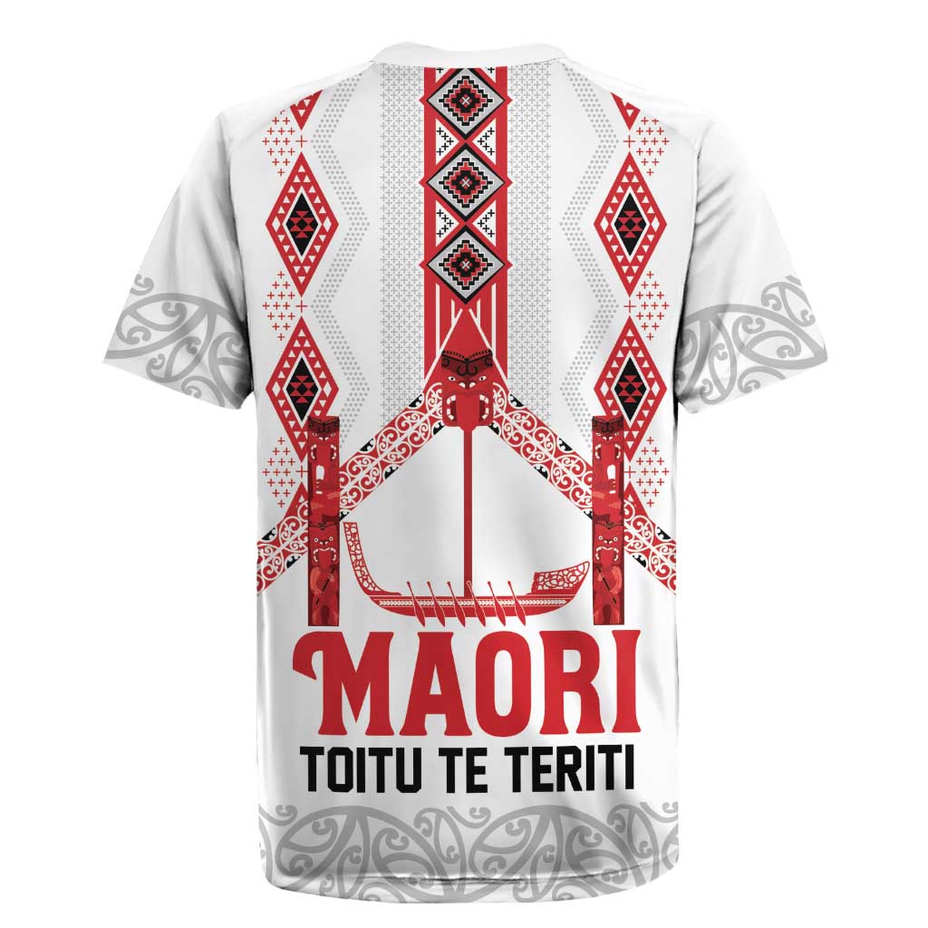 Toitu Te Teriti Waitangi Rugby Jersey White Wharenui House - Polynesian Pride