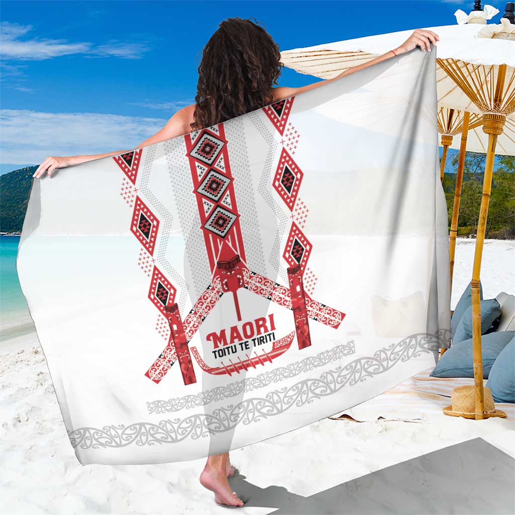 Toitu Te Tiriti Waitangi Sarong White Wharenui House - Polynesian Pride