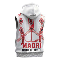 Toitu Te Tiriti Waitangi Sleeveless Hoodie White Wharenui House - Polynesian Pride