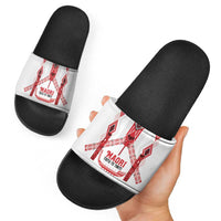Toitu Te Tiriti Waitangi Slide Sandals White Wharenui House - Polynesian Pride