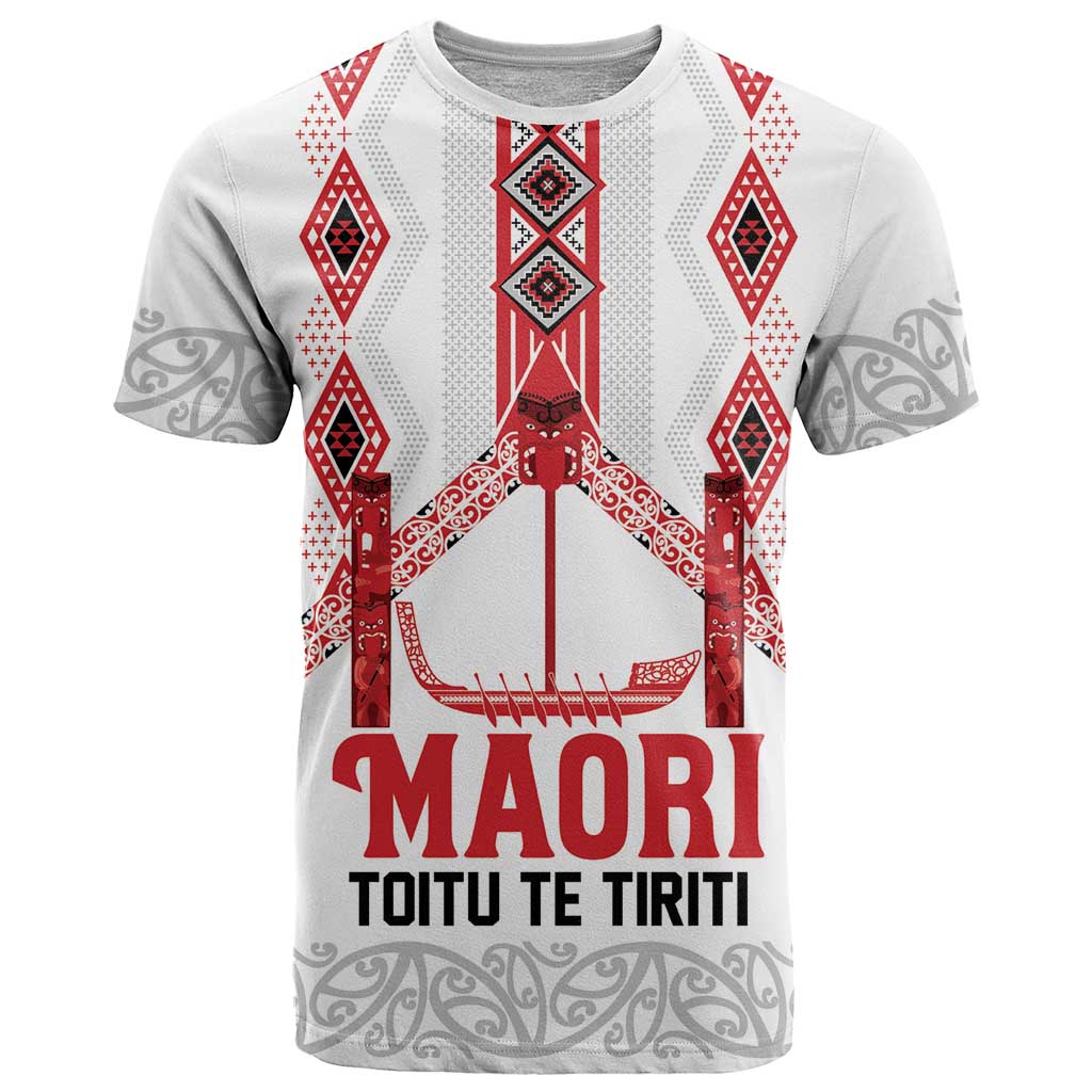 Toitu Te Tiriti Waitangi T Shirt White Wharenui House - Polynesian Pride