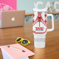 Toitu Te Tiriti Waitangi Tumbler With Handle White Wharenui House - Polynesian Pride