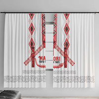 Toitu Te Tiriti Waitangi Window Curtain White Wharenui House - Polynesian Pride