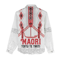 Toitu Te Tiriti Waitangi Women Casual Shirt White Wharenui House LT9 - Polynesian Pride