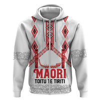 Toitu Te Tiriti Waitangi Zip Hoodie White Wharenui House - Polynesian Pride