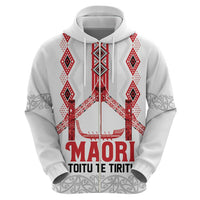 Toitu Te Tiriti Waitangi Zip Hoodie White Wharenui House - Polynesian Pride