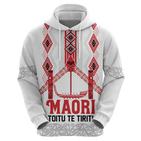 Toitu Te Tiriti Waitangi Zip Hoodie White Wharenui House - Polynesian Pride