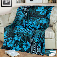 Vintage Tonga Tribal Ngatu Pattern Blanket With Pacific Floral Aqua Art LT9 - Polynesian Pride
