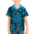 Vintage Tonga Tribal Ngatu Pattern Family Matching Puletasi and Hawaiian Shirt With Pacific Floral Aqua Art