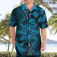 Vintage Tonga Tribal Ngatu Pattern Hawaiian Shirt With Pacific Floral Aqua Art LT9 - Polynesian Pride