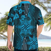 Vintage Tonga Tribal Ngatu Pattern Hawaiian Shirt With Pacific Floral Aqua Art LT9 - Polynesian Pride
