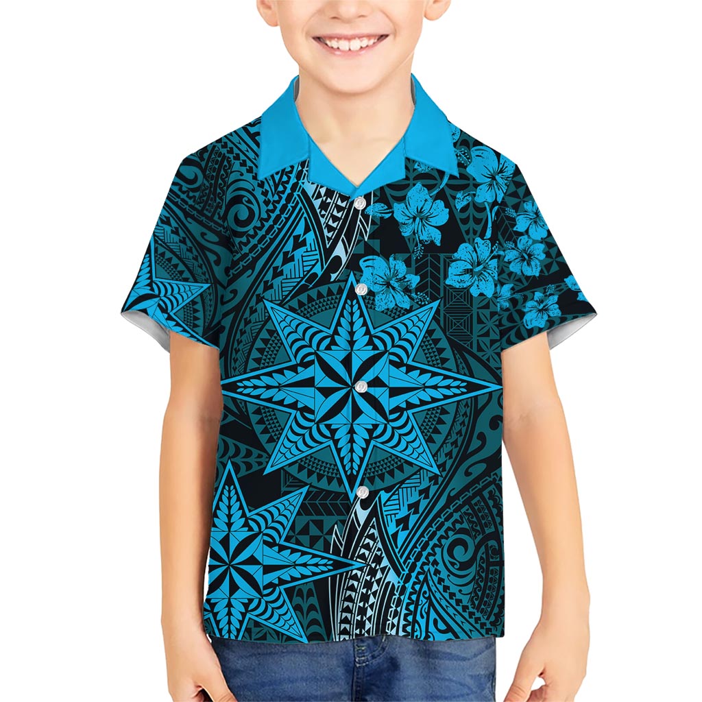 Vintage Tonga Tribal Ngatu Pattern Hawaiian Shirt With Pacific Floral Aqua Art LT9 - Polynesian Pride