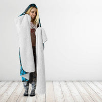 Vintage Tonga Tribal Ngatu Pattern Hooded Blanket With Pacific Floral Aqua Art LT9 - Polynesian Pride