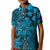 Vintage Tonga Tribal Ngatu Pattern Kid Polo Shirt With Pacific Floral Aqua Art