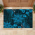 Vintage Tonga Tribal Ngatu Pattern Rubber Doormat With Pacific Floral Aqua Art