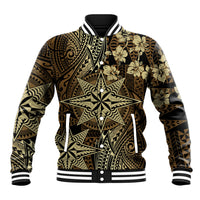 Vintage Tonga Tribal Ngatu Pattern Baseball Jacket With Pacific Floral Brown Art LT9 Unisex Brown - Polynesian Pride