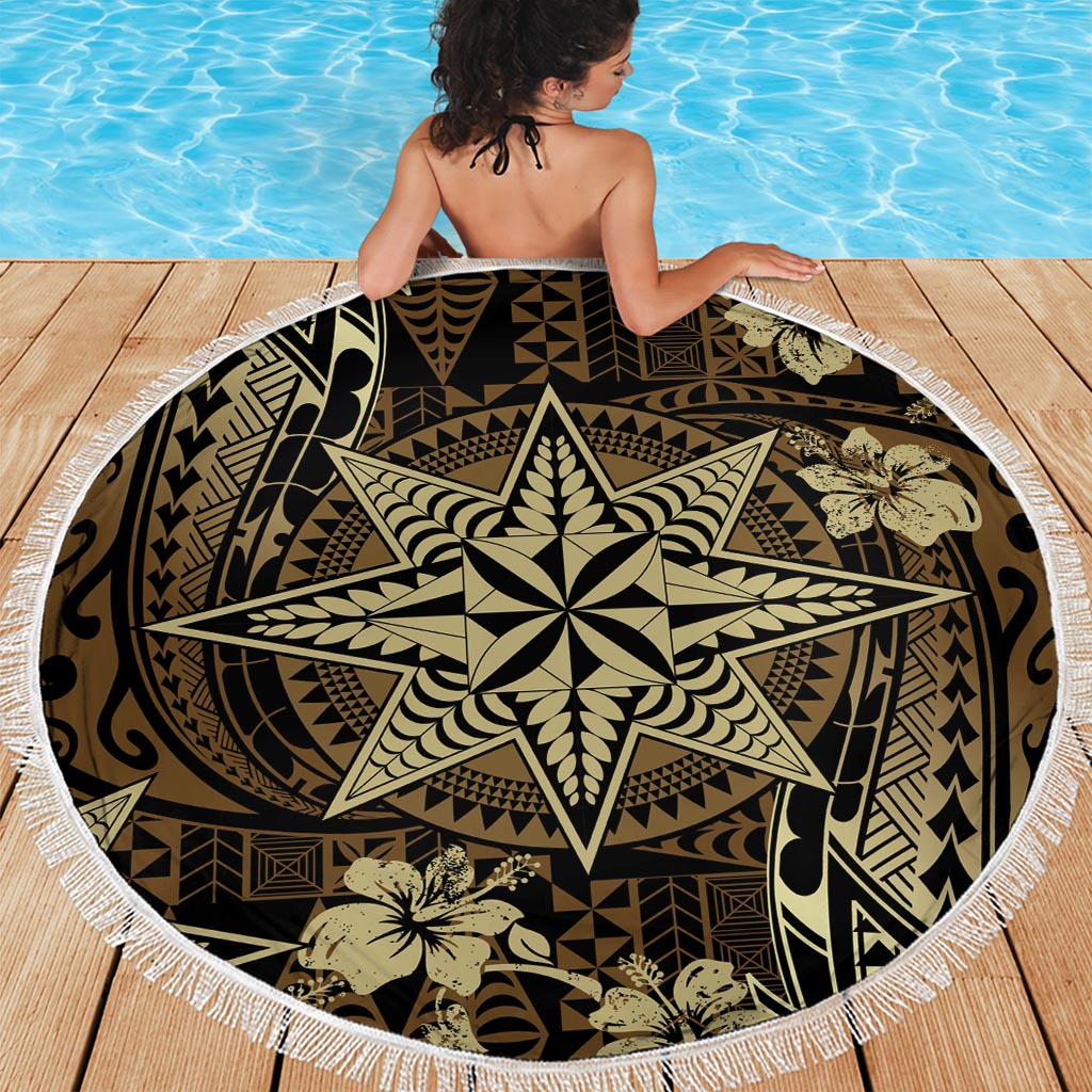 Vintage Tonga Tribal Ngatu Pattern Beach Blanket With Pacific Floral Brown Art LT9 - Polynesian Pride