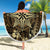 Vintage Tonga Tribal Ngatu Pattern Beach Blanket With Pacific Floral Brown Art