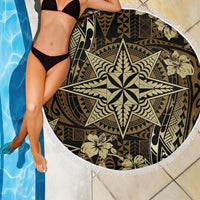 Vintage Tonga Tribal Ngatu Pattern Beach Blanket With Pacific Floral Brown Art LT9 - Polynesian Pride