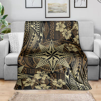 Vintage Tonga Tribal Ngatu Pattern Blanket With Pacific Floral Brown Art LT9 - Polynesian Pride
