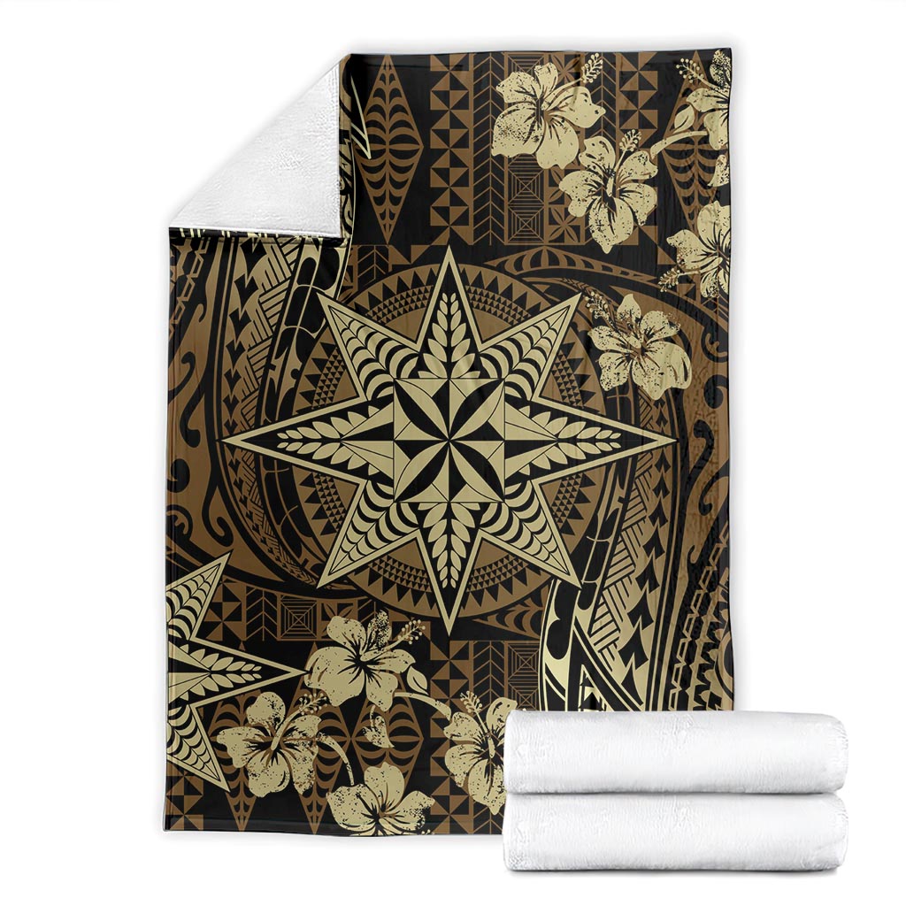 Vintage Tonga Tribal Ngatu Pattern Blanket With Pacific Floral Brown Art LT9 - Polynesian Pride