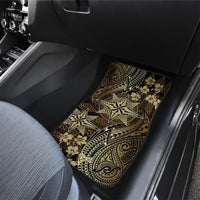 Vintage Tonga Tribal Ngatu Pattern Car Mats With Pacific Floral Brown Art LT9 - Polynesian Pride