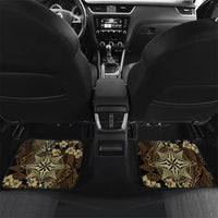 Vintage Tonga Tribal Ngatu Pattern Car Mats With Pacific Floral Brown Art LT9 Set 2pcs - Back Brown - Polynesian Pride