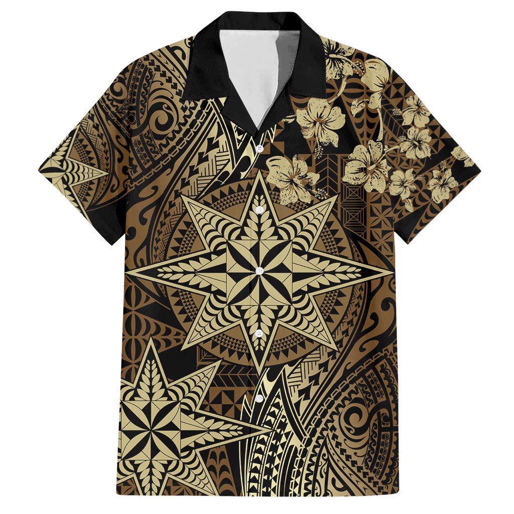 Vintage Tonga Tribal Ngatu Pattern Hawaiian Shirt With Pacific Floral Brown Art LT9 Brown - Polynesian Pride