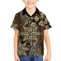 Vintage Tonga Tribal Ngatu Pattern Hawaiian Shirt With Pacific Floral Brown Art LT9 - Polynesian Pride