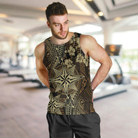 Vintage Tonga Tribal Ngatu Pattern Men Tank Top With Pacific Floral Brown Art LT9 Brown - Polynesian Pride