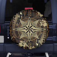 Vintage Tonga Tribal Ngatu Pattern Spare Tire Cover With Pacific Floral Brown Art LT9 - Polynesian Pride