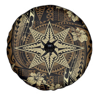 Vintage Tonga Tribal Ngatu Pattern Spare Tire Cover With Pacific Floral Brown Art LT9 - Polynesian Pride