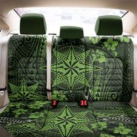 Vintage Tonga Tribal Ngatu Pattern Back Car Seat Cover With Pacific Floral Lime Green Art