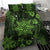 Vintage Tonga Tribal Ngatu Pattern Bedding Set With Pacific Floral Lime Green Art