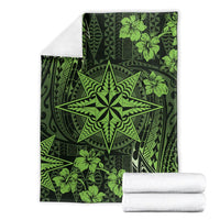 Vintage Tonga Tribal Ngatu Pattern Blanket With Pacific Floral Lime Green Art LT9 - Polynesian Pride